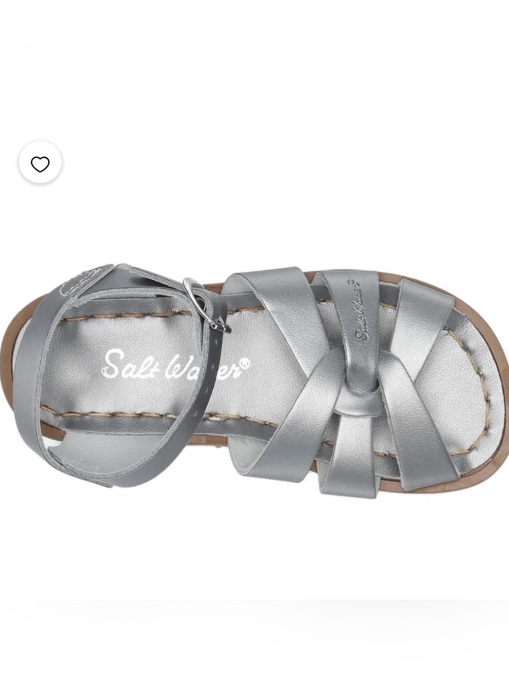 Kids size four Salt-Water Silver Sandals silver classic